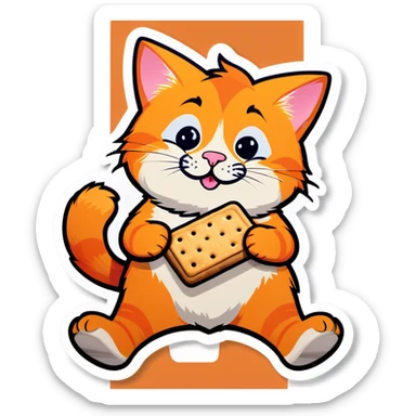 Orange cat making dirty biscuits  sticker