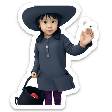 black haired girl in hat sticker