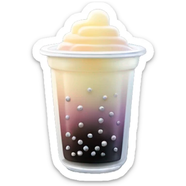 Realistic isolated gradient silver holographic boba tea. sticker