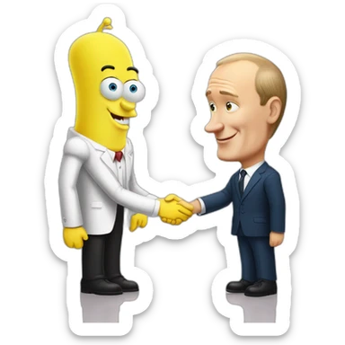 Vladimur putin shakes hand with spongebob squarepants sticker