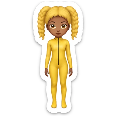 fille noir avec un ensemble collant jaune sticker