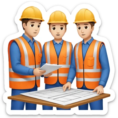 group of railway engineers behing a table sticker