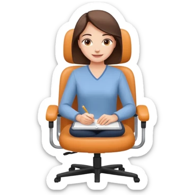 Feeling relaxed and happy at office for woman with a smile on face and with a calm attitude , aligned in a working chair sticker