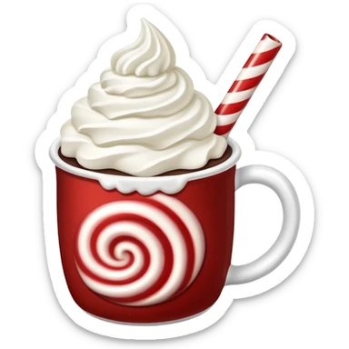 Steaming peppermint hot cocoa in a festive holiday mug sticker