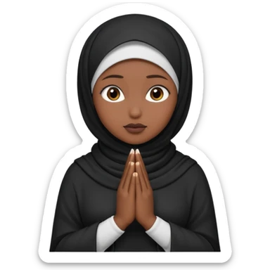 darkskin muslim black woman praying with dark hijab sticker