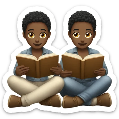 White Twins reading books sticker