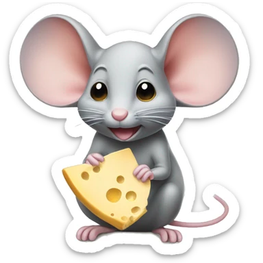 mouse eating cheese sticker