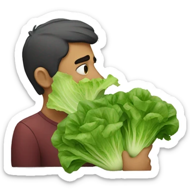 a depressed man kissing lettuce sticker