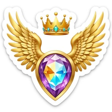 HUGE magic galactic nebula complex gemstone award-in-frame-decorated-with-big-golden-angel--wings and crown sticker