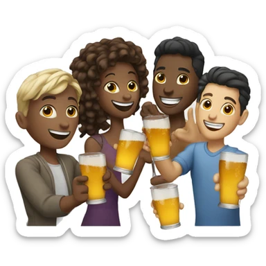 a group of friends toasting sticker