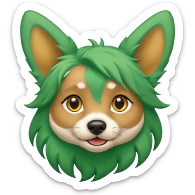 green haired dog with big ear piercing on tip of the ear sticker
