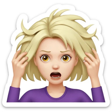 Manic ripping hair out female sticker