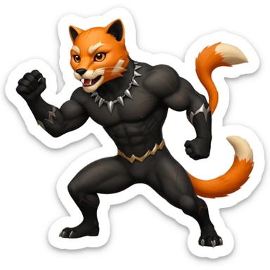 A black panther but it is killing orange colored fox sticker