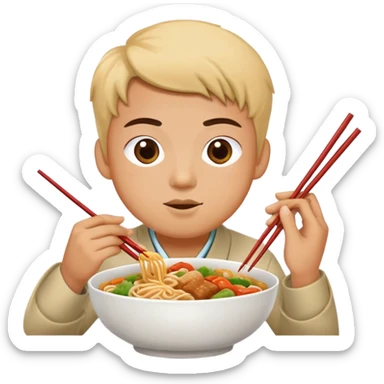 person eating chinese food sticker