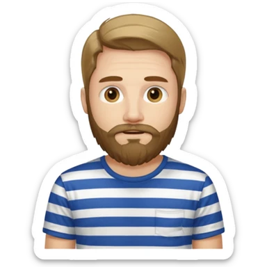 man with long hair and beard wearing horizontal striped t-shirt sticker