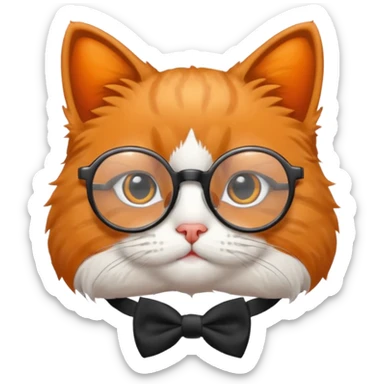 Cat with bow tie and glasses sticker