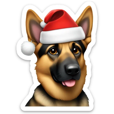 German shepperd wering a santa hat sticker