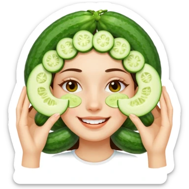 🧖‍♀️ girl with cucumber pieces over eyes relaxing  sticker