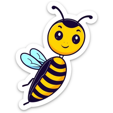 cartoon sticker style bee sticker