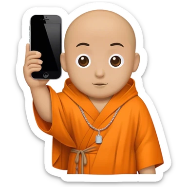 a mobile Phone in a monk orange robe sticker