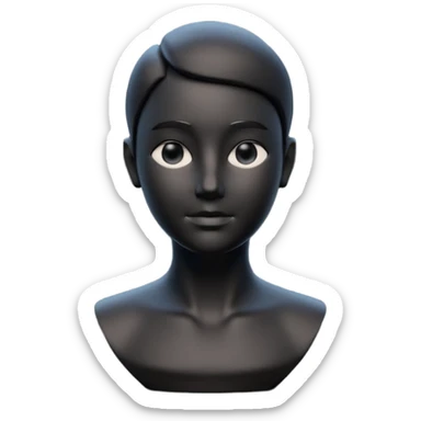 Minimalist 3D avatar, stylized human bust, smooth matte plastic texture, soft cinematic lighting, subtle rim light, clay render style, modern digital illustration, octane render. Black, completely monochrome, matte. As minimal as possible.  sticker
