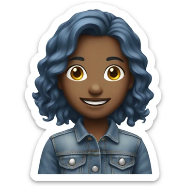 smiling girl in denim outfit sticker
