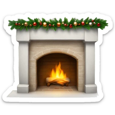 white Christmas fireplace sticker