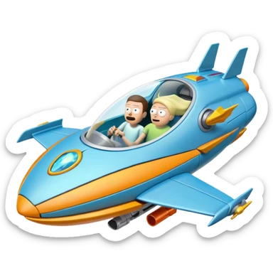 Hot wheels Rick and Morty flying in a spaceship to citadel sticker