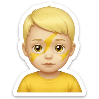 baby with yellow face paint and yellow shirt sticker