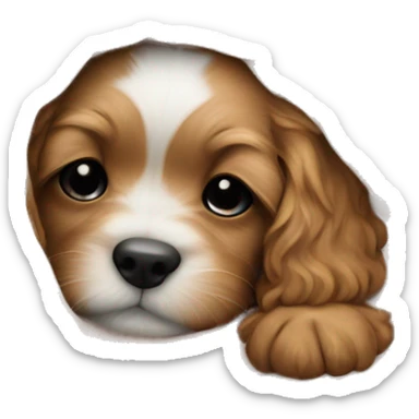 cute cockapoo puppy sleep in blanket sticker