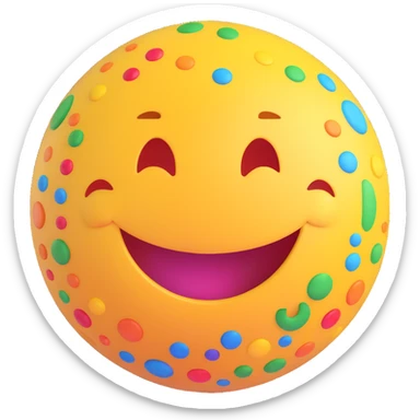 3D smiley emoji, girly, smiling, centered, surrounded by large, colorful, youthful, elegant typography: Anikó sticker