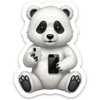White Bear whole body  with iphone in hand  sticker