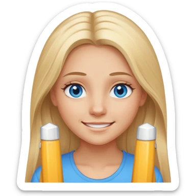 Responsibility for one's decisions and determination in the image of a smiling girl with long blond hair and she has blue eyes sticker