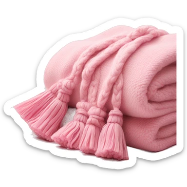 Light pink blanket with pink tassels, folded  sticker