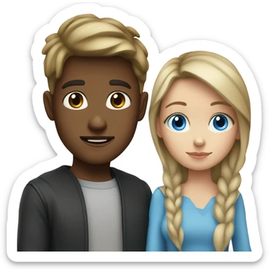 blue eyed dark blonde boy with a Bart with blue eyed brunette girl sticker