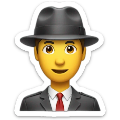 office worker in red hat that says warden sticker