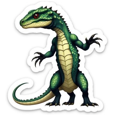 a dark gothic edgy reptilian vernid-fionbri-creature with splash patterns full body sticker