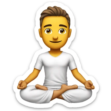 Create a 3d emoji of 20 years old boy in possession yoga. And write upper side jordaar sticker