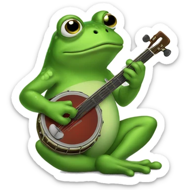 sad frog playing banjo sticker