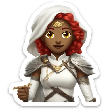 moonlit warrior in white dress with red hair sticker