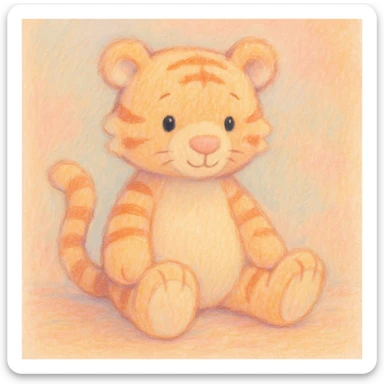 Pastel illustration of a tiger jellycat stuffed plushie  sticker