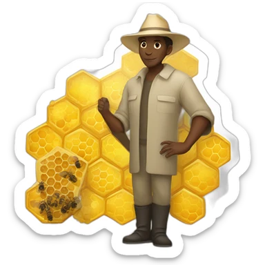 Tall black man beekeeper with honeycomb full body sticker