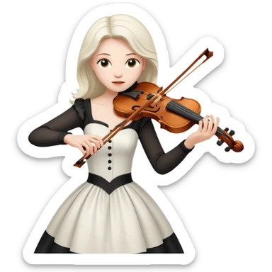woman playing violin with white dress sticker