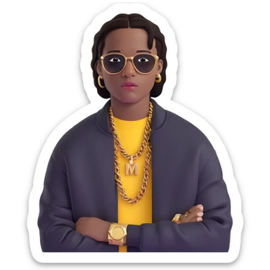 ASAP Rocky with gold grills and designer clothes sticker