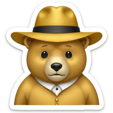 Oso dorado con sombrero elegante y moño negro triste animatronico sticker