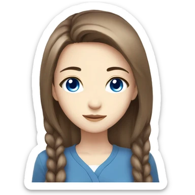 Beautiful anime girl with white streaks in brown hair and blue eyes sticker