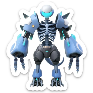 futuristic Skeleton-Cyborg-Manectric-Electrike-Salandit-Cubone-Umbreon-Marowak-Draco-Fakémon-hybrid-creature (full body), 4 legs sticker