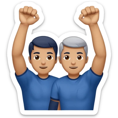 two raised hands in celebration with dark blue check between  sticker