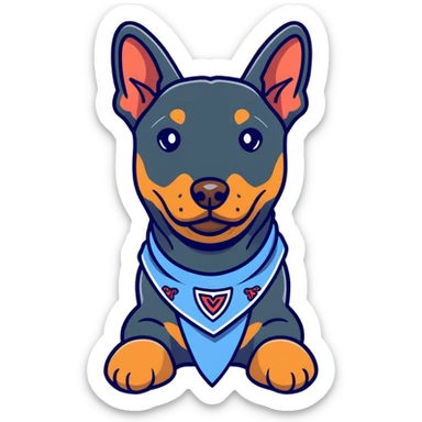 Doberman dressed as a bandit with a bandana and a mischievous expression sticker