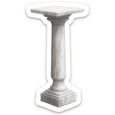 a white tall thin marble pedestal sticker